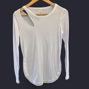 ALO Yoga White Asymmetrical Long Sleeve Top